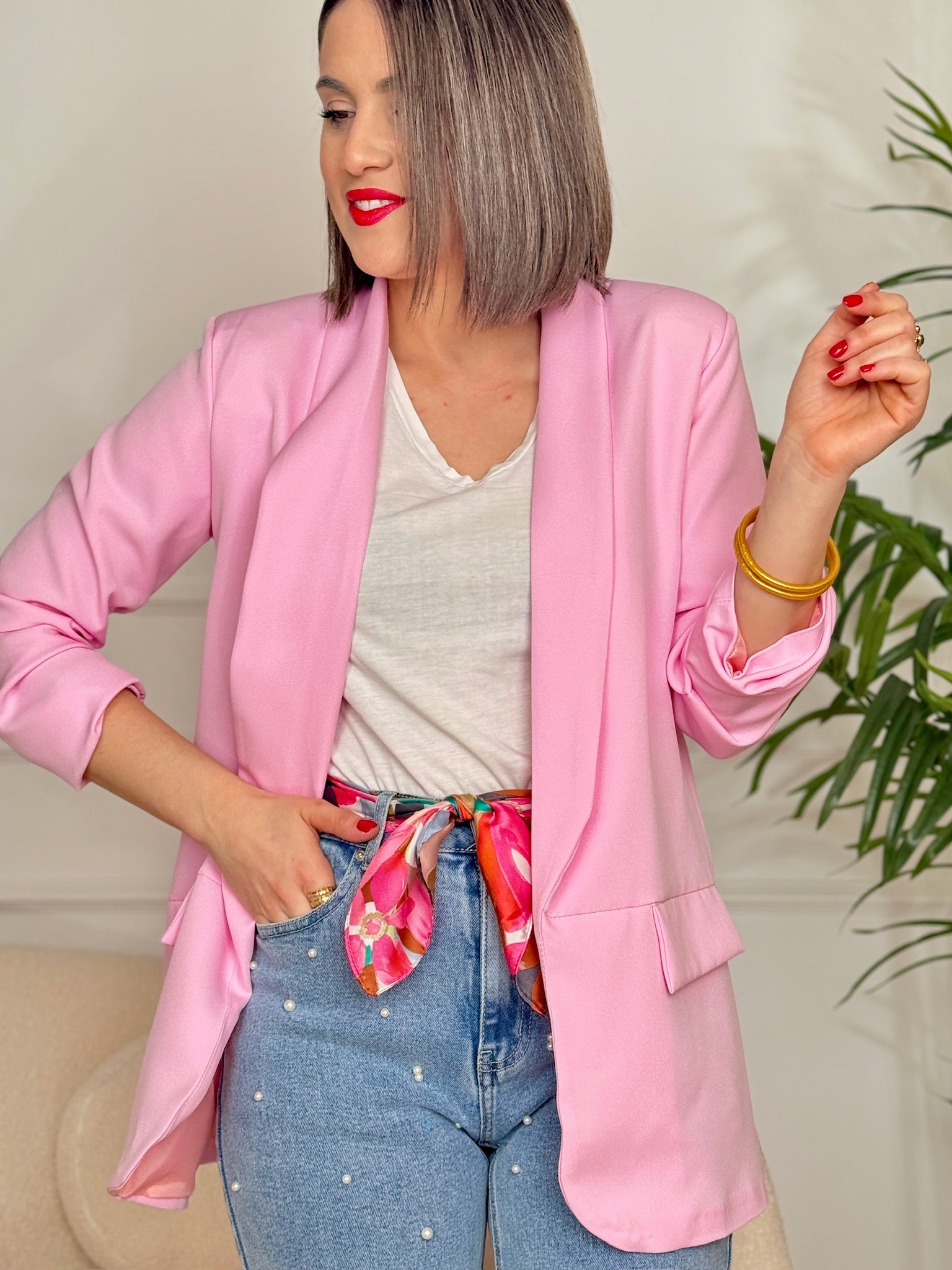 Blazer mujer hotsell rosa palo