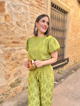 Conjunto jaquard verde | Mabel - Alalá Moda Mujer