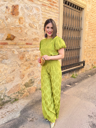 Conjunto jaquard verde | Mabel - Alalá Moda Mujer