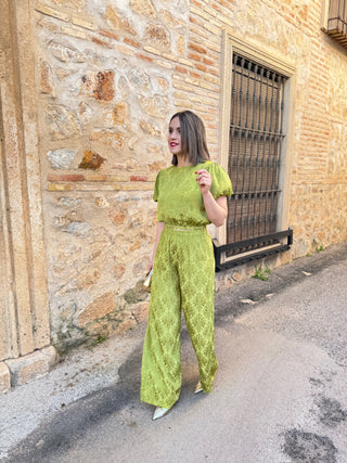 Conjunto jaquard verde | Mabel - Alalá Moda Mujer