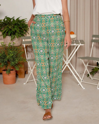 Pantalón estampado verde | Celina - Alalá Moda Mujer
