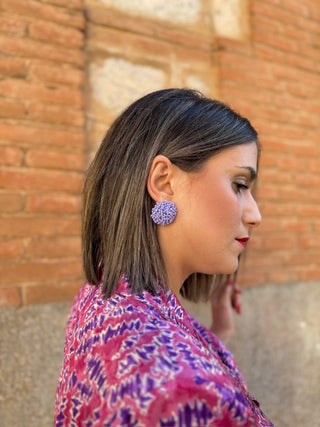 Pendiente abalorios lila | Roseton - Alalá Moda Mujer