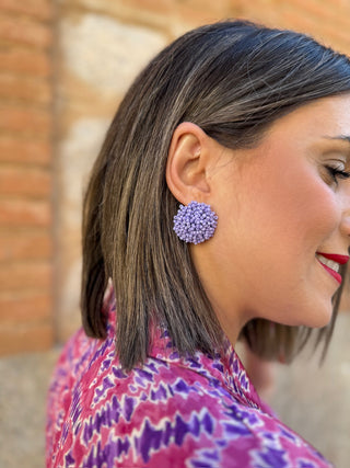 Pendiente abalorios lila | Roseton - Alalá Moda Mujer