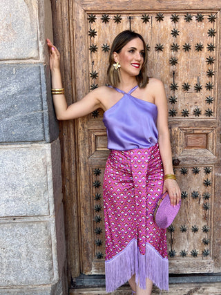 Top satinado lila | Alejandra - Alalá Moda Mujer