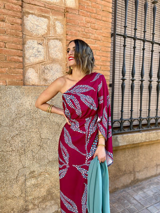 Vestido asimétrico burdeos | Chiara - Alalá Moda Mujer