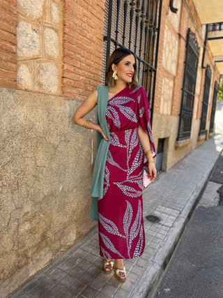 Vestido asimétrico burdeos | Chiara - Alalá Moda Mujer