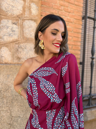 Vestido asimétrico burdeos | Chiara - Alalá Moda Mujer