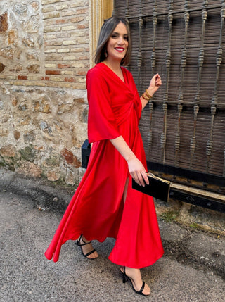 Vestido detalle nudo rojo | Fernanda - Alalá Moda Mujer