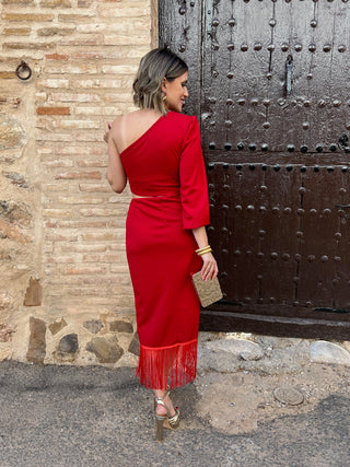 Vestido flecos rojo | Layla - Alalá Moda Mujer