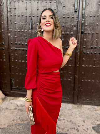Vestido flecos rojo | Layla - Alalá Moda Mujer