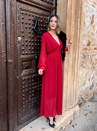 Vestido largo burdeos | Sofia - Alalá Moda Mujer