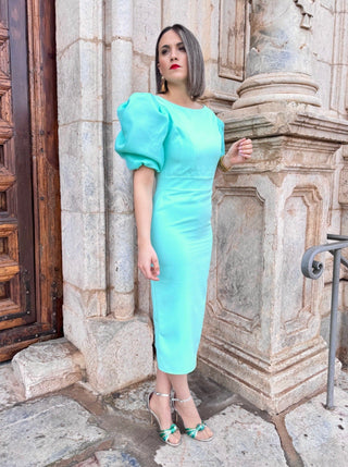 Vestido manga farol verde agua | Rania - Alalá Moda Mujer
