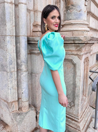 Vestido manga farol verde agua | Rania - Alalá Moda Mujer