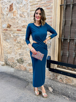 Vestido midi azul petroleo | Mia - Alalá Moda Mujer
