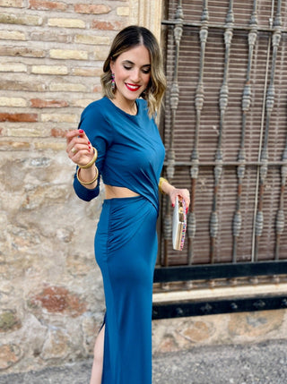 Vestido midi azul petroleo | Mia - Alalá Moda Mujer