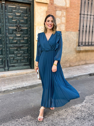 Vestido plisado azul noche | Lucia - Alalá Moda Mujer