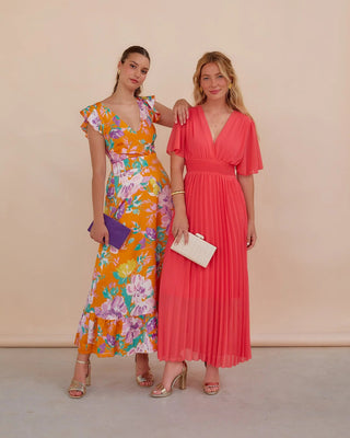 Vestido Plisado | Catalina coral - Alalá Moda Mujer