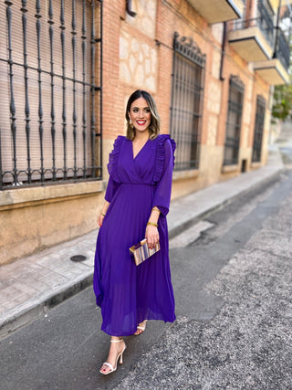 Vestido plisado purpura | Lucia - Alalá Moda Mujer