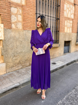 Vestido plisado purpura | Lucia - Alalá Moda Mujer