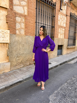Vestido plisado purpura | Lucia - Alalá Moda Mujer