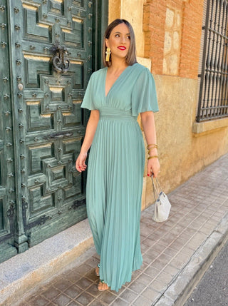 Vestido plisado verde | Catalina - Alalá Moda Mujer