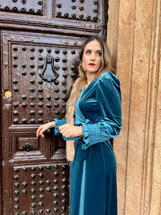 Vestido terciopelo azul celeste | Yaiza - Alalá Moda Mujer