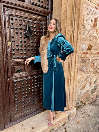 Vestido terciopelo azul celeste | Yaiza - Alalá Moda Mujer